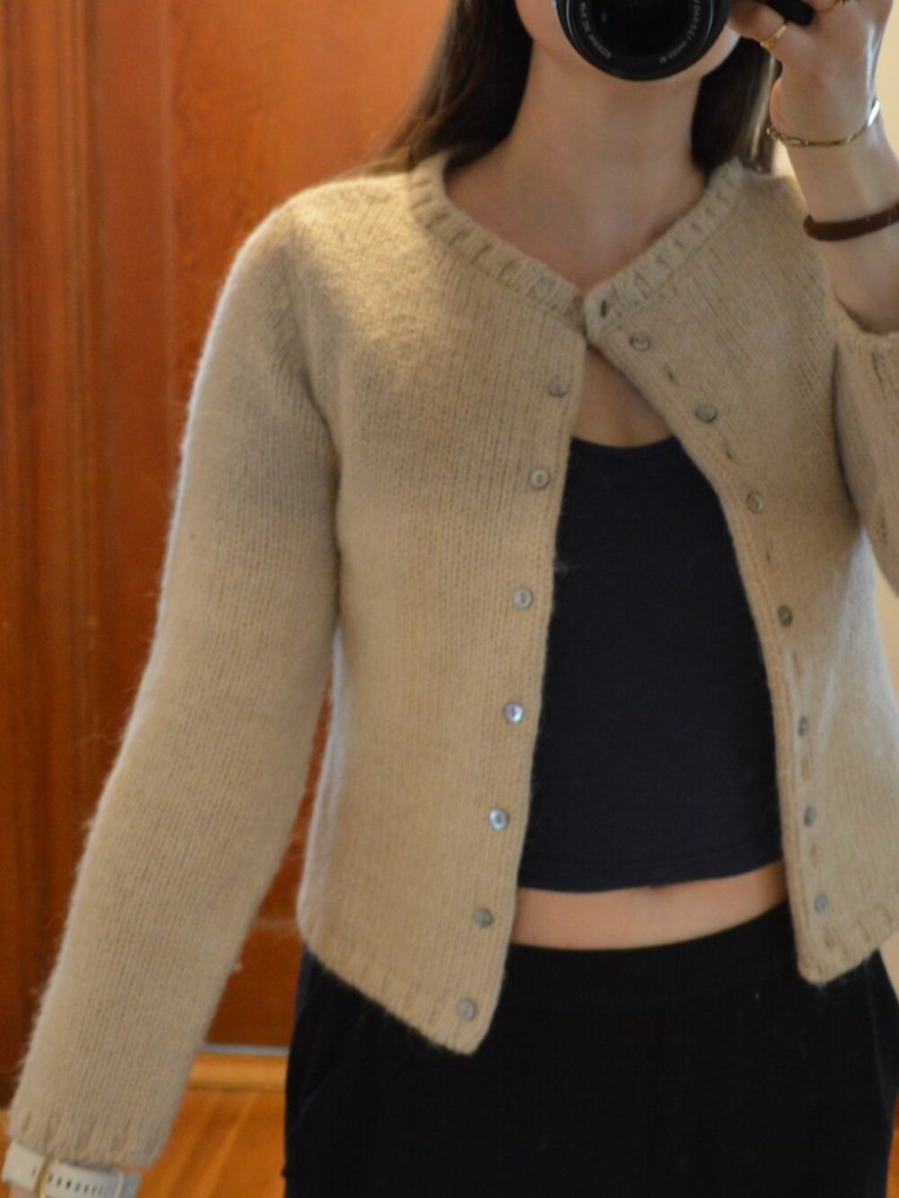 Cabbage & Roses Knit Wool Cardigan in Oatmeal Size M